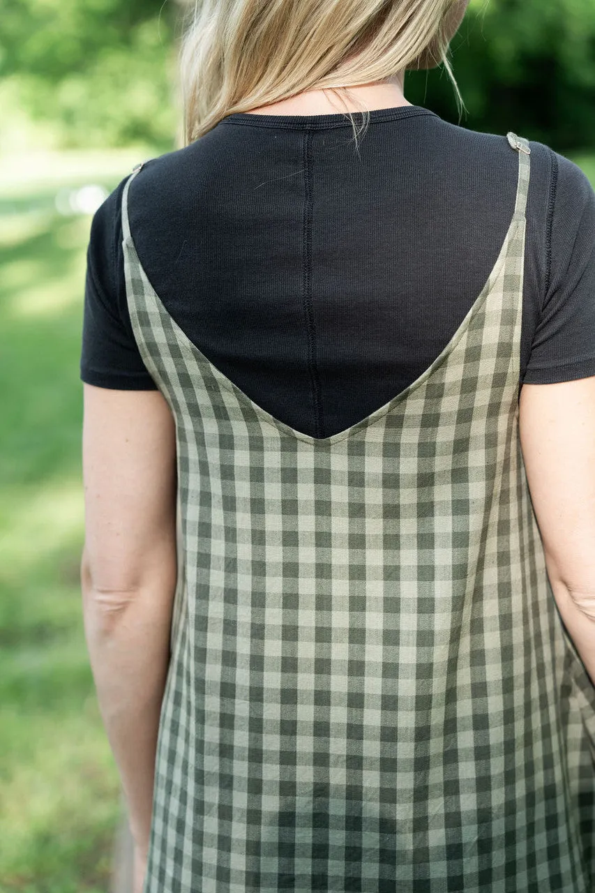 Robbi Handwoven Cotton Dress in Green Gingham