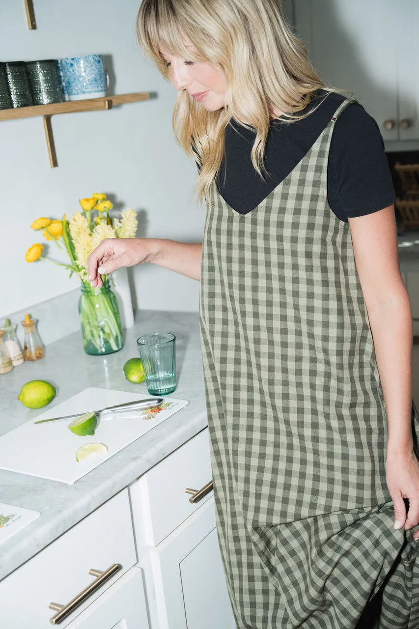 Robbi Handwoven Cotton Dress in Green Gingham