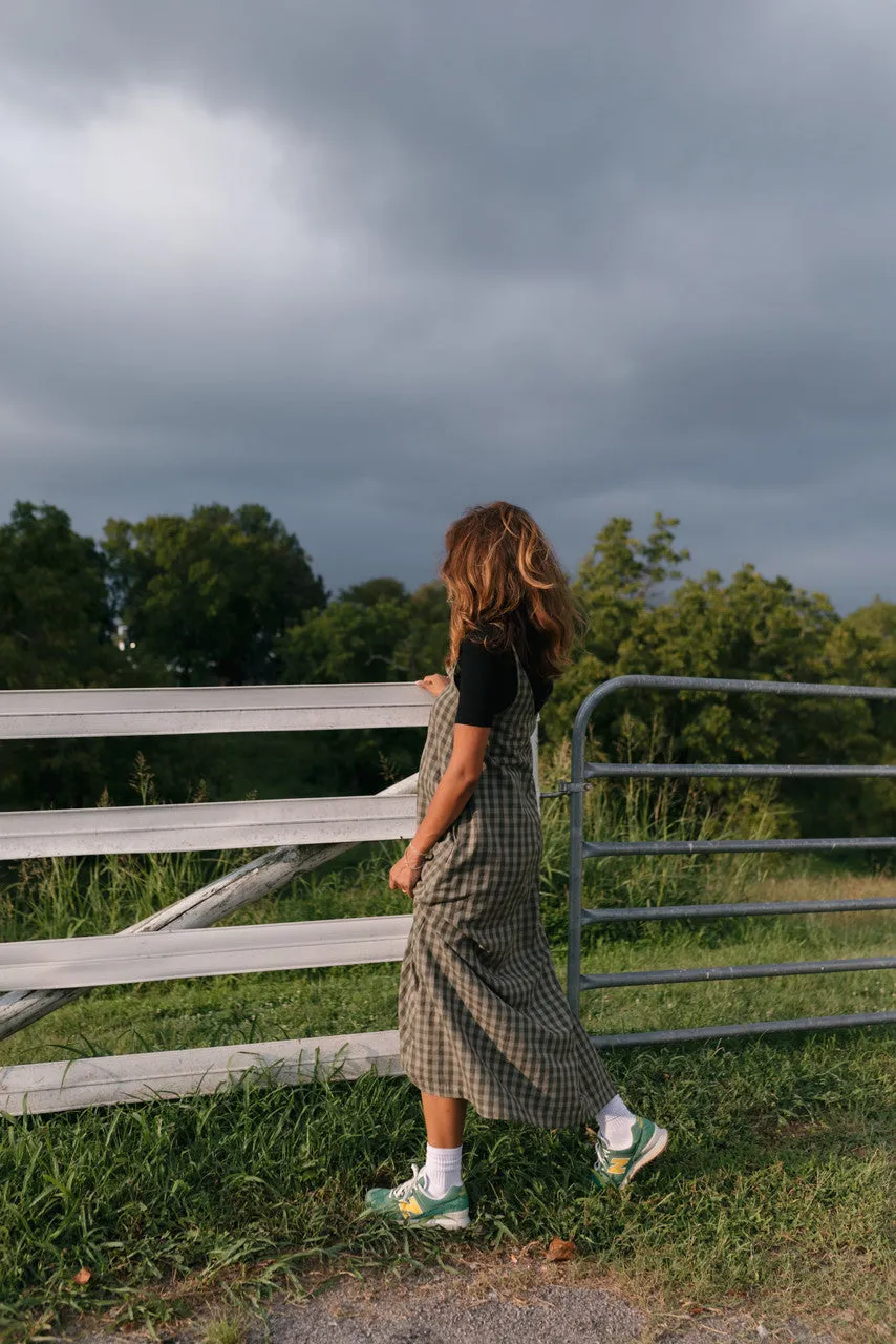 Robbi Handwoven Cotton Dress in Green Gingham