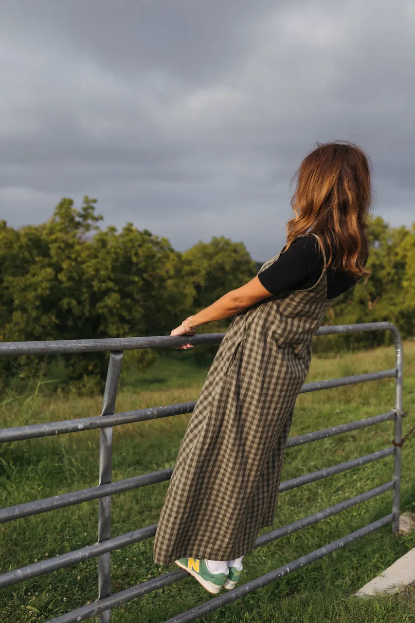 Robbi Handwoven Cotton Dress in Green Gingham