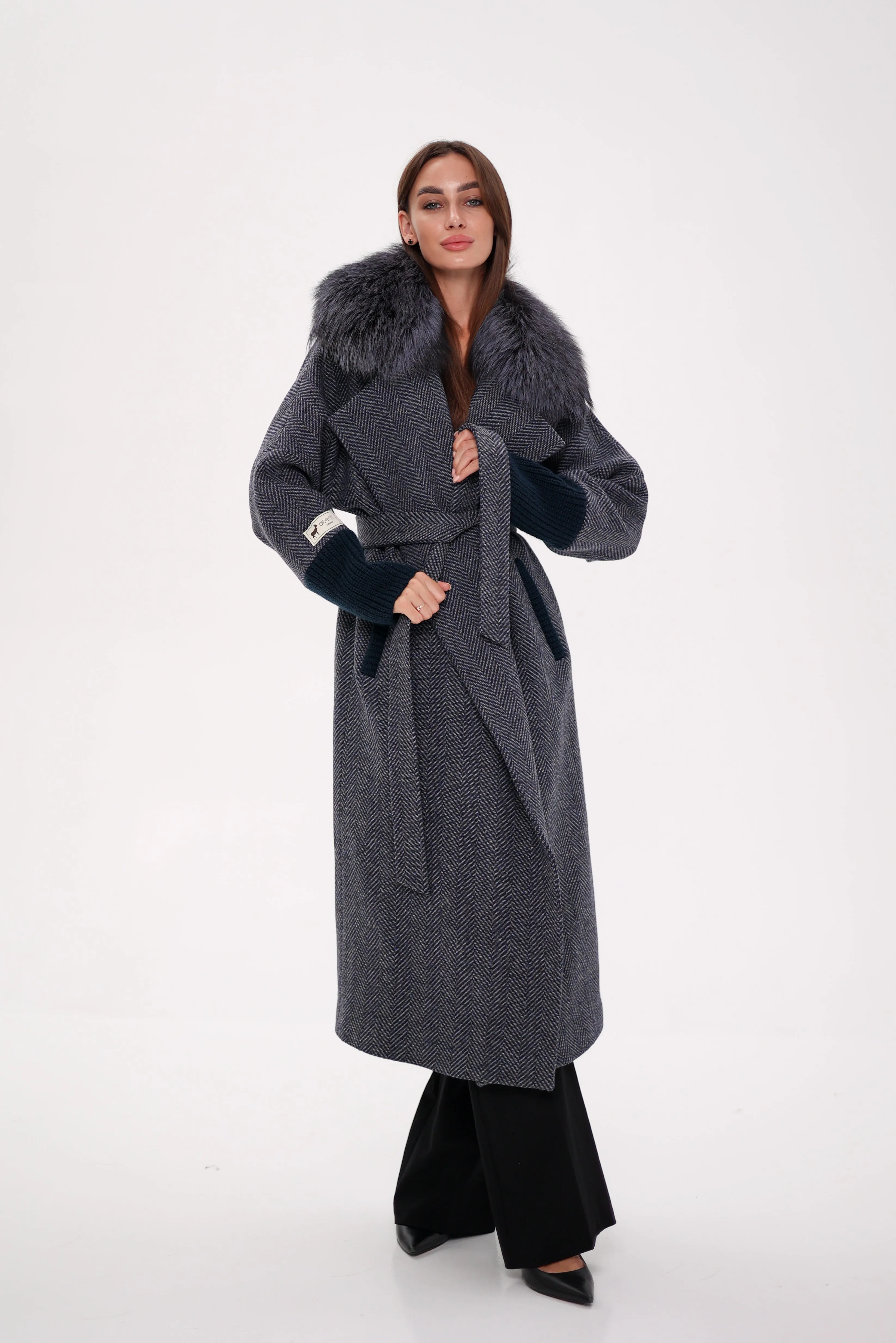 Saga®Furs Silver Fox Cashmere Wool Coat