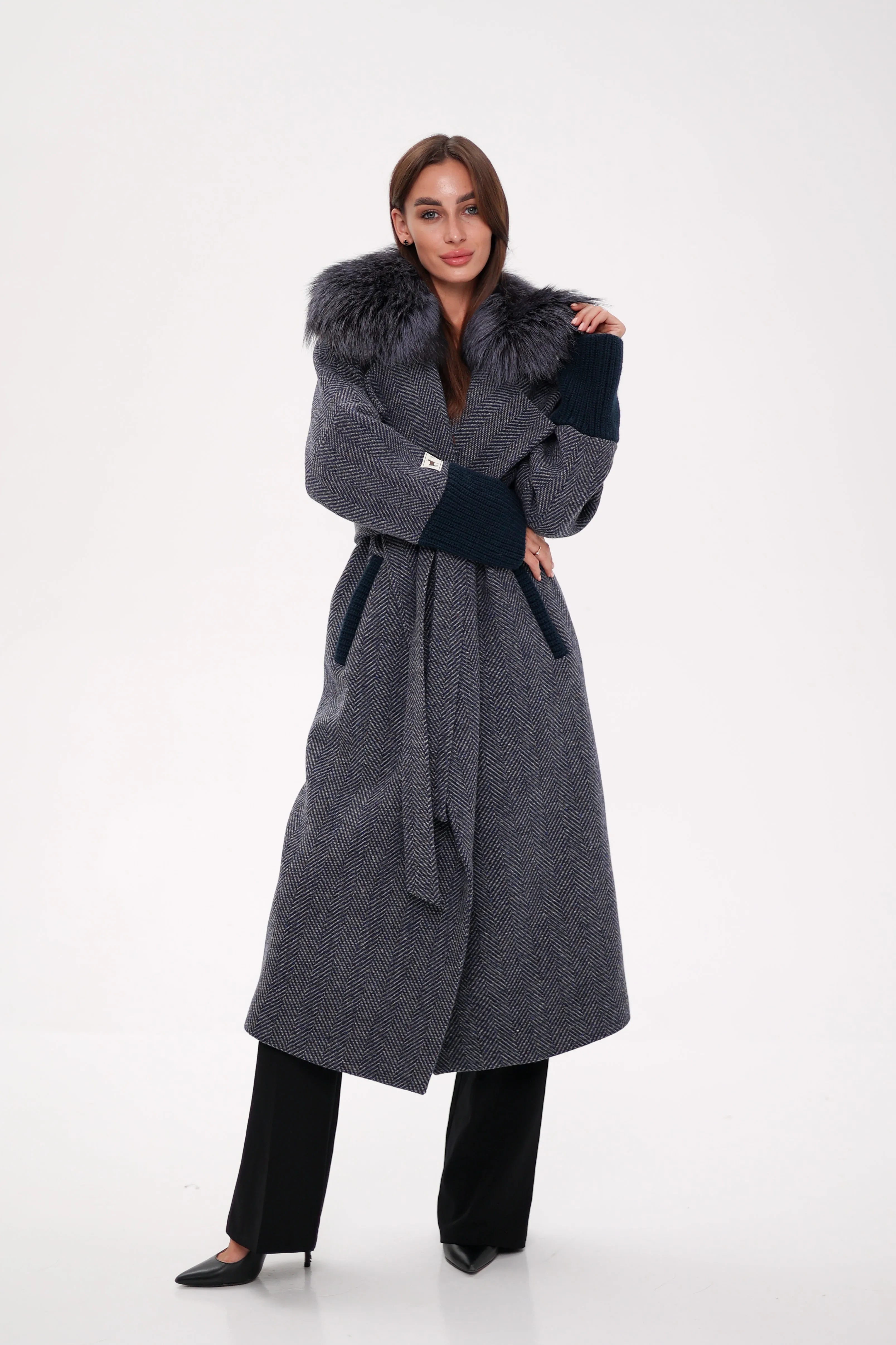 Saga®Furs Silver Fox Cashmere Wool Coat