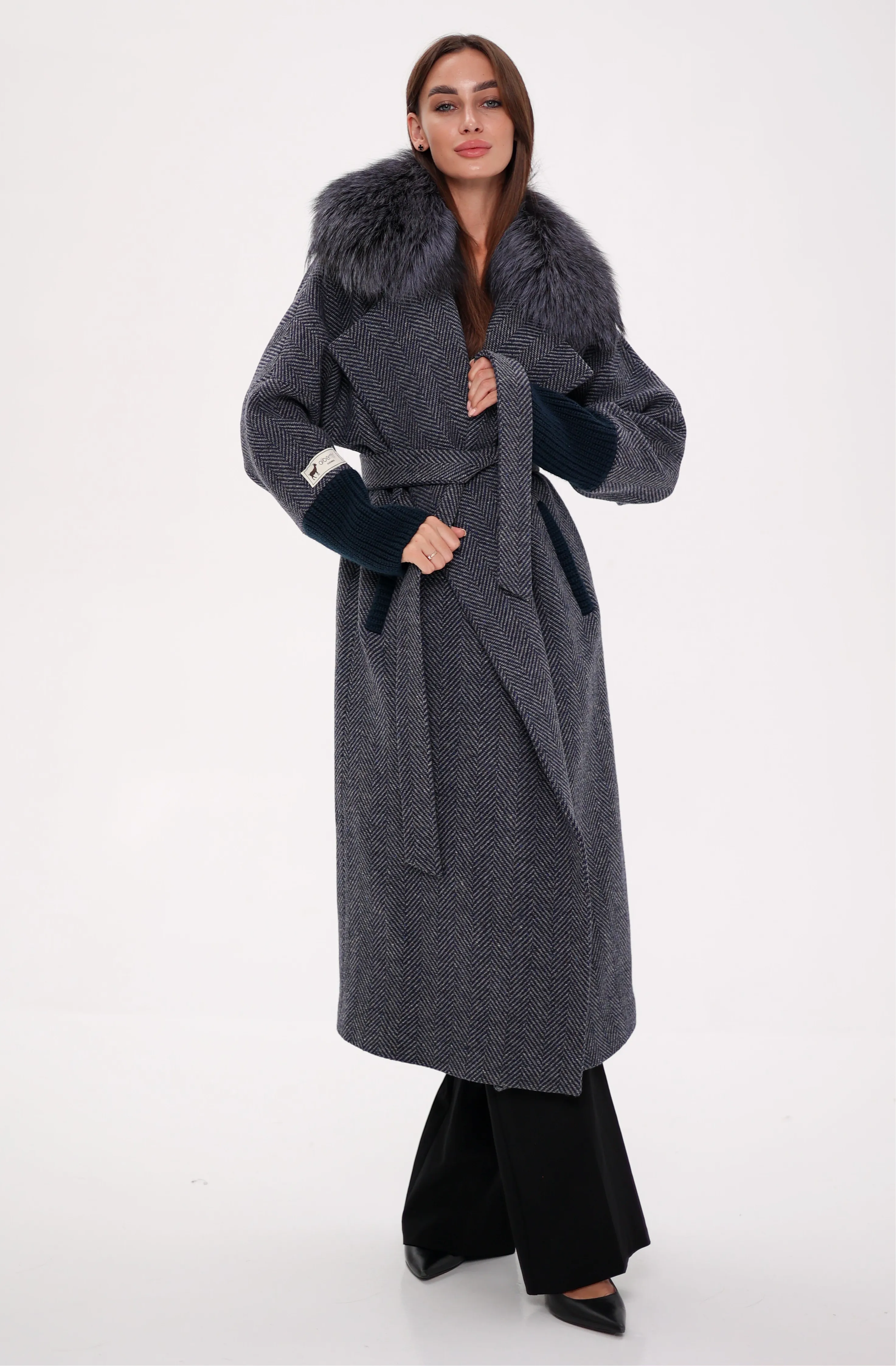 Saga®Furs Silver Fox Cashmere Wool Coat