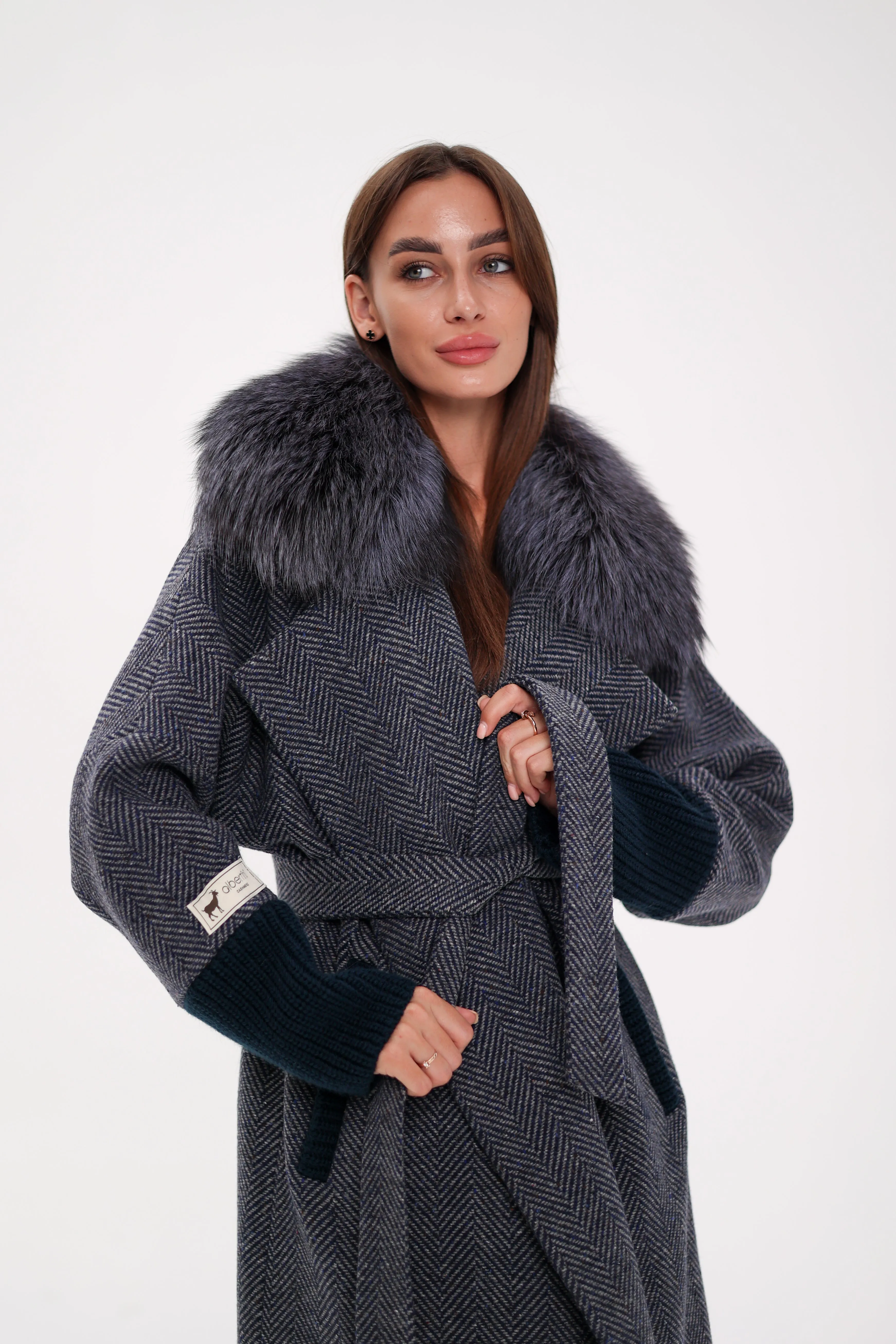 Saga®Furs Silver Fox Cashmere Wool Coat