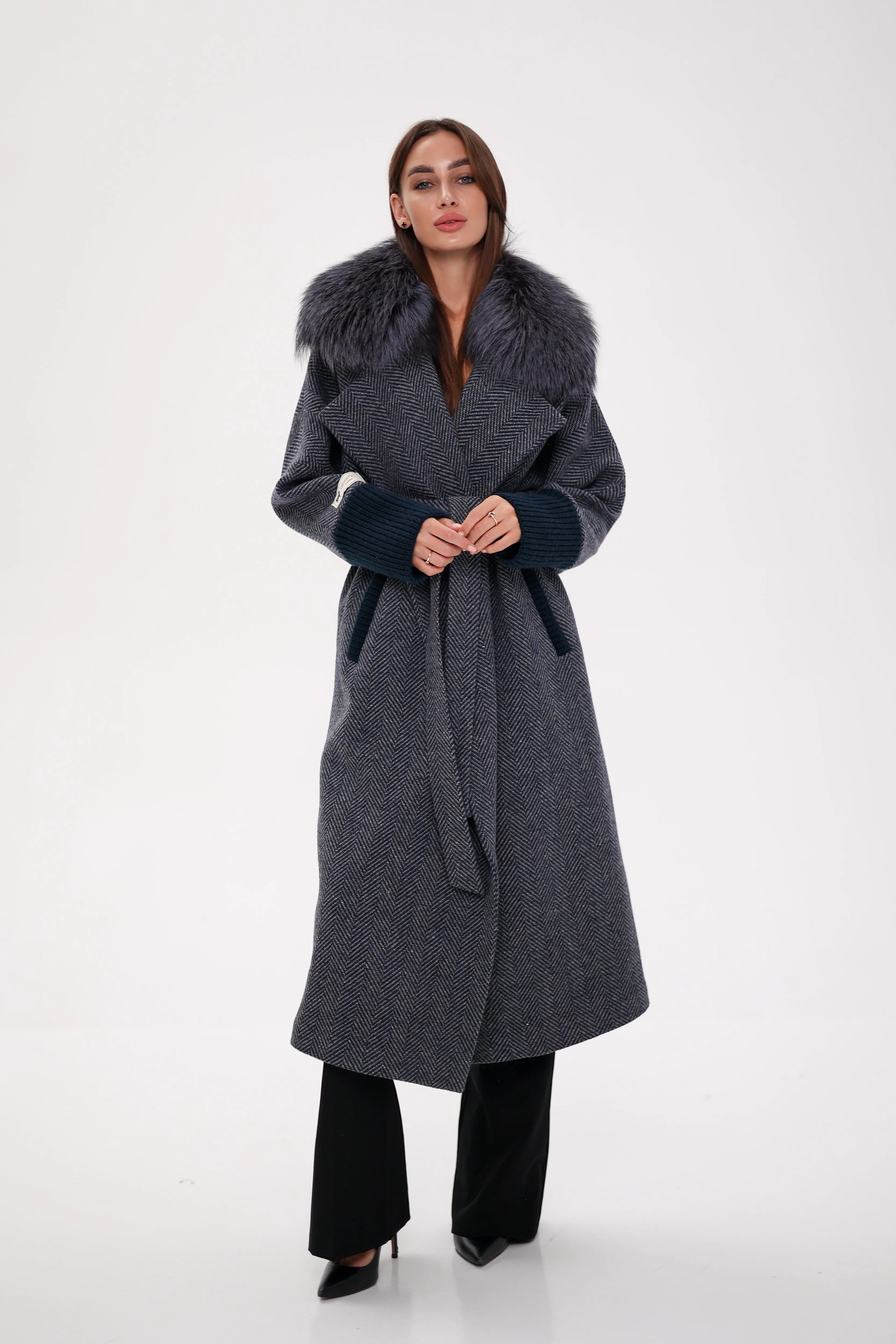 Saga®Furs Silver Fox Cashmere Wool Coat