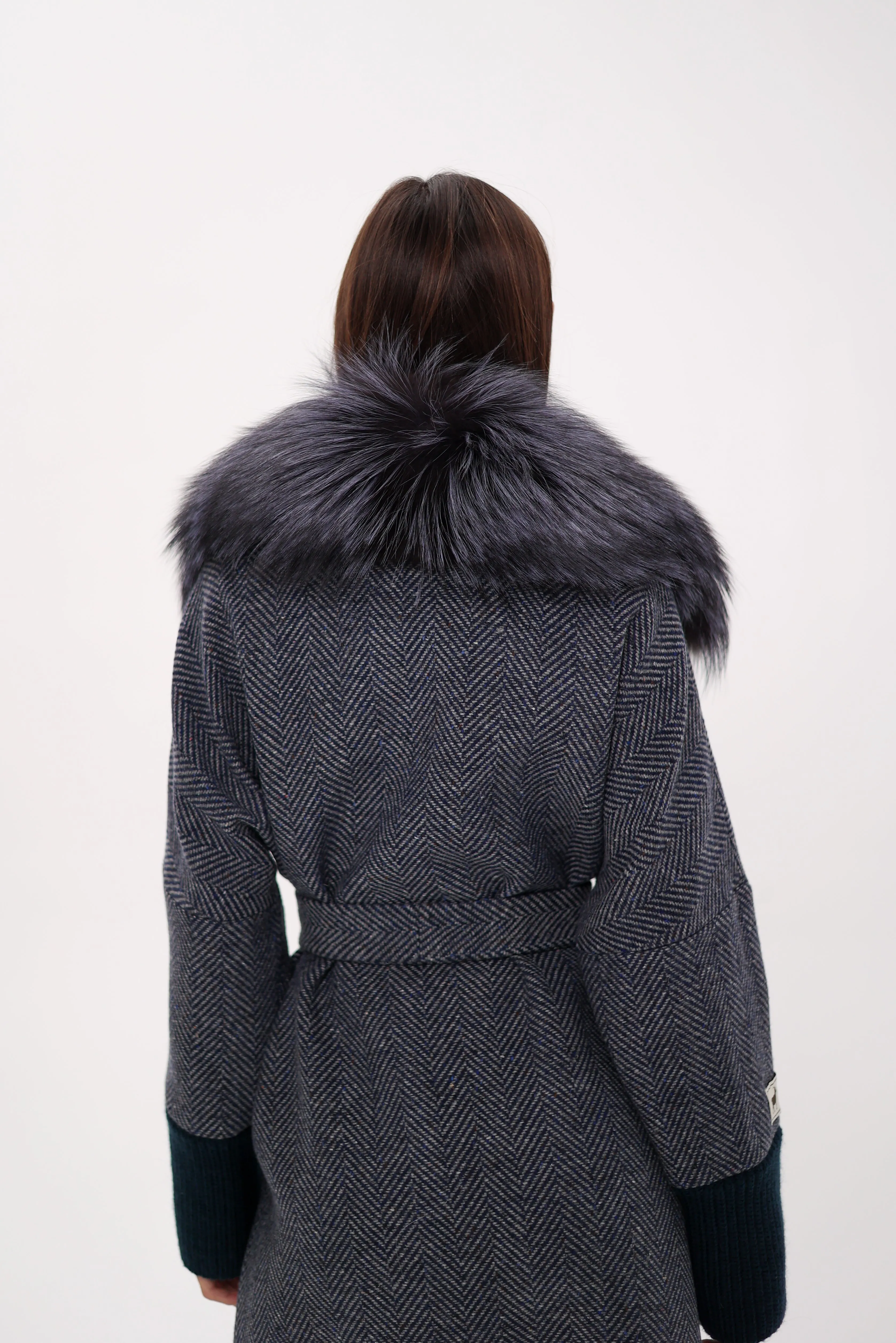 Saga®Furs Silver Fox Cashmere Wool Coat