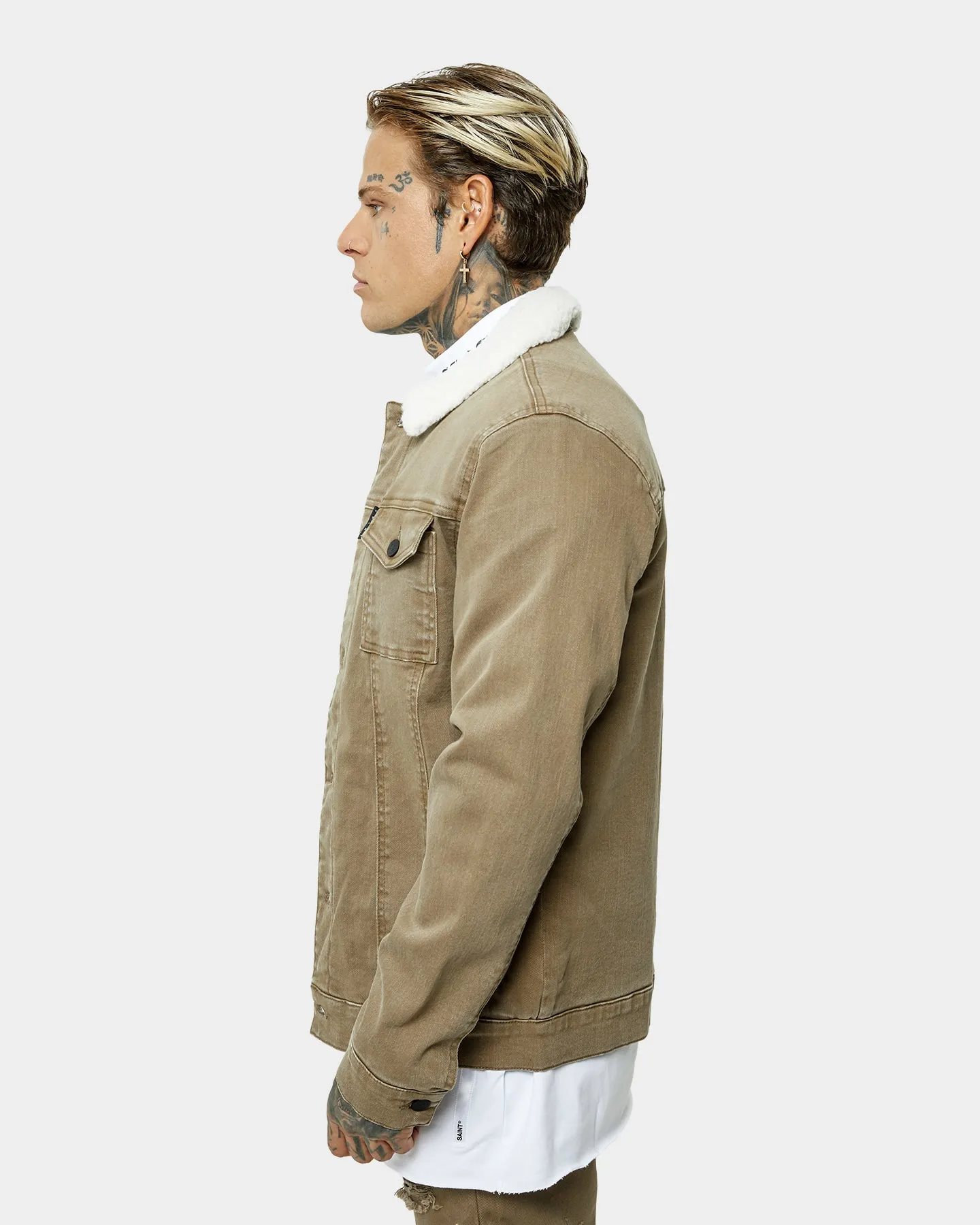 Saint Morta Sherpa Denim Jacket Brown