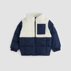 Sherpa and Navy Quilted Jacket