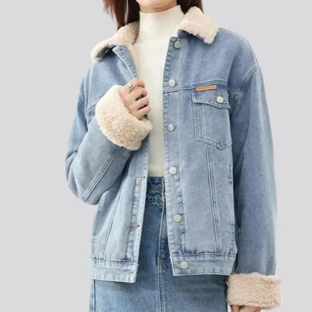 Sherpa fashion denim jacket for women