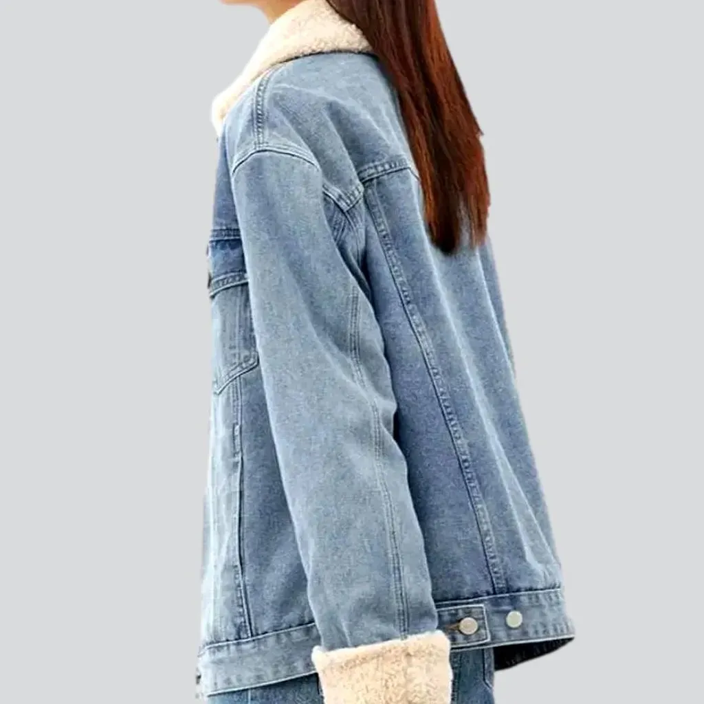 Sherpa fashion denim jacket for women