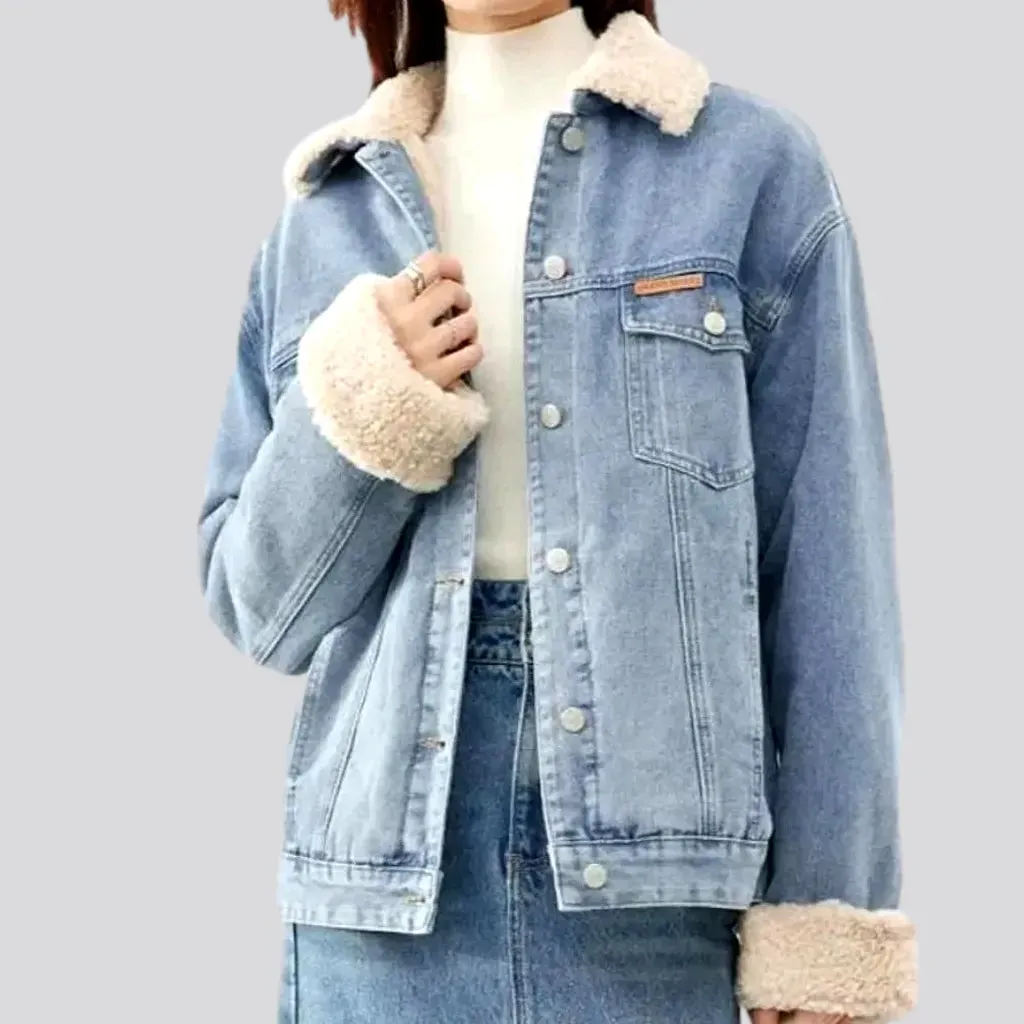 Sherpa fashion denim jacket for women