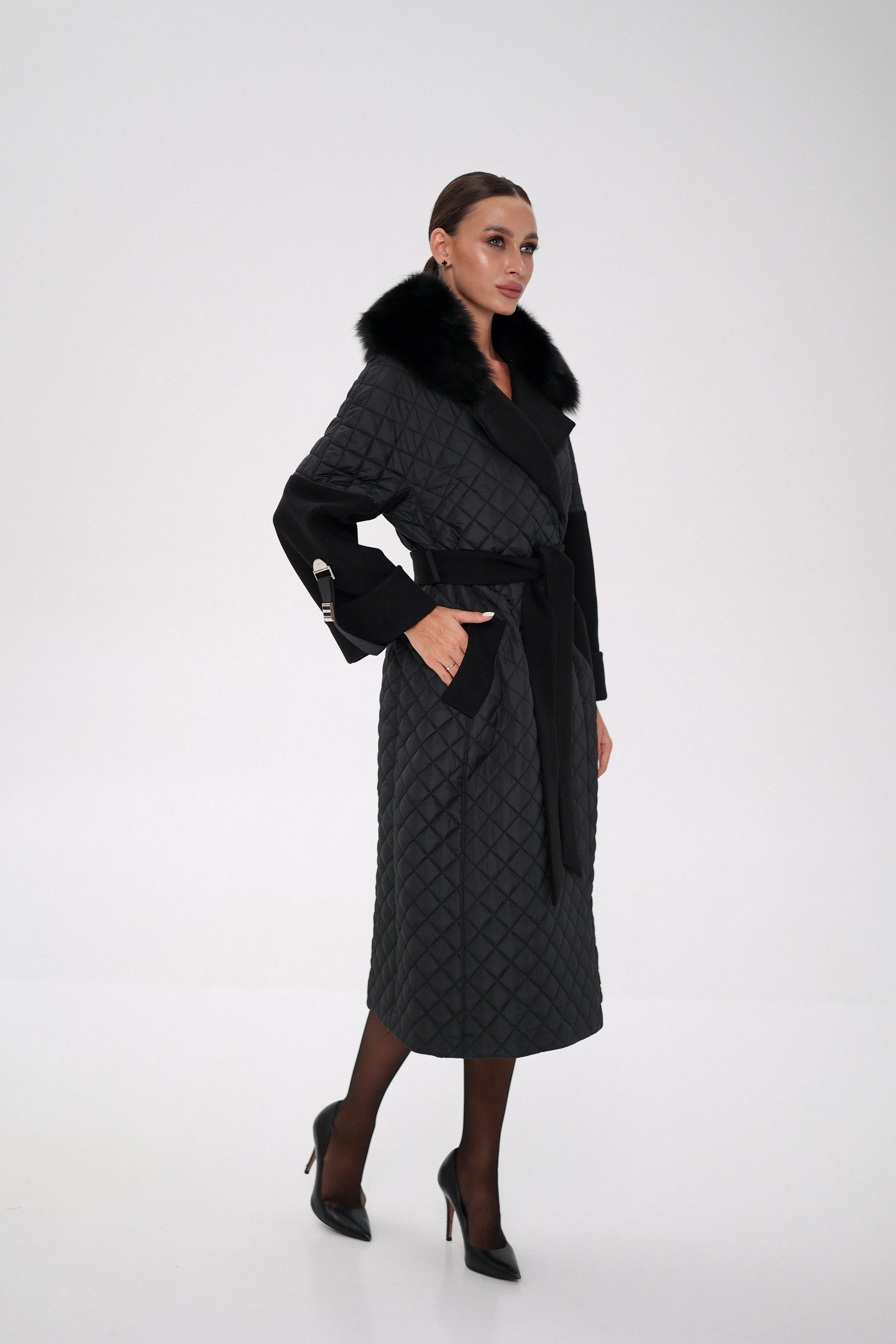 Sienna Genuine Polar Fox Fur Trim Coat