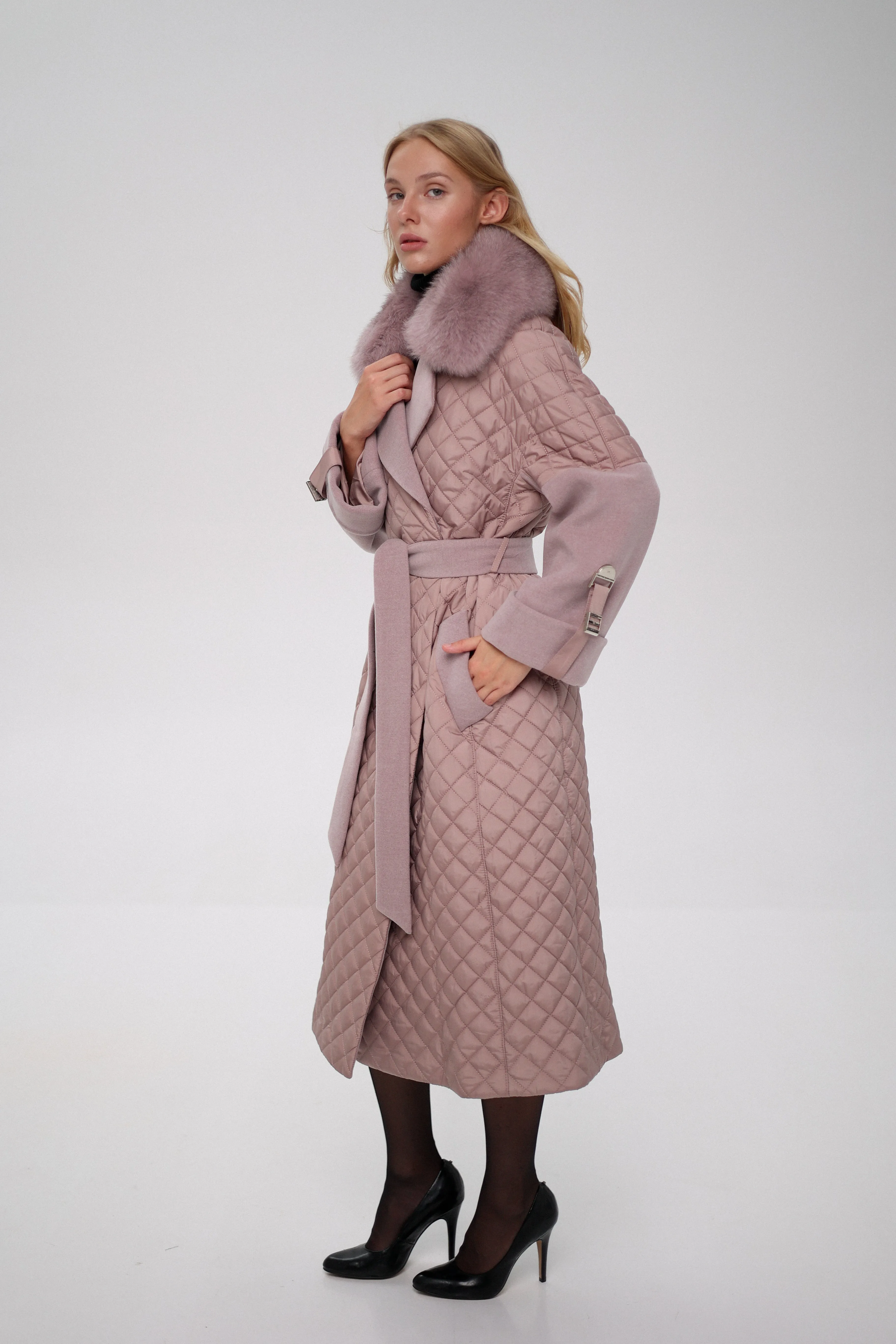 Sienna Genuine Polar Fox Fur Trim Coat