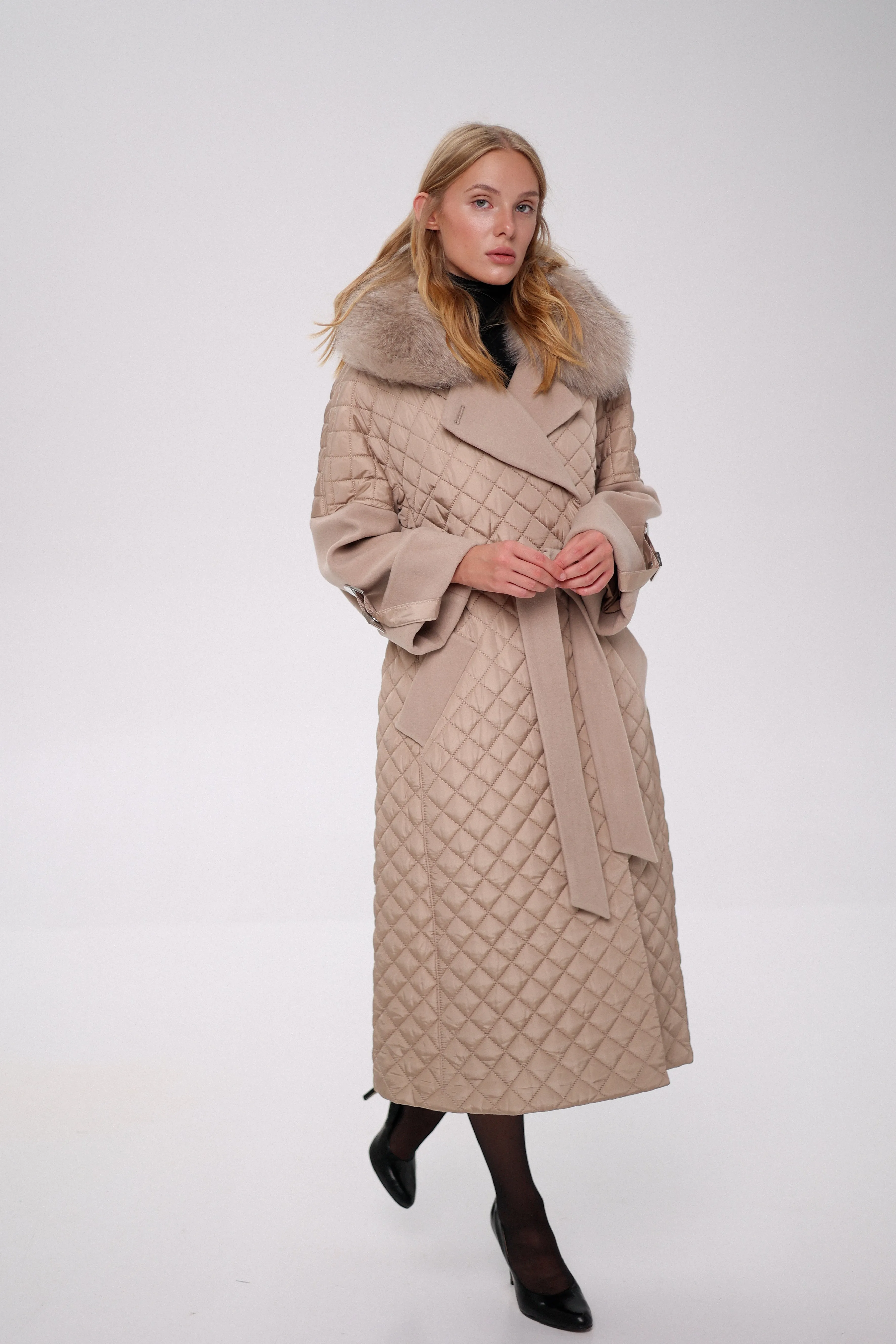 Sienna Genuine Polar Fox Fur Trim Coat