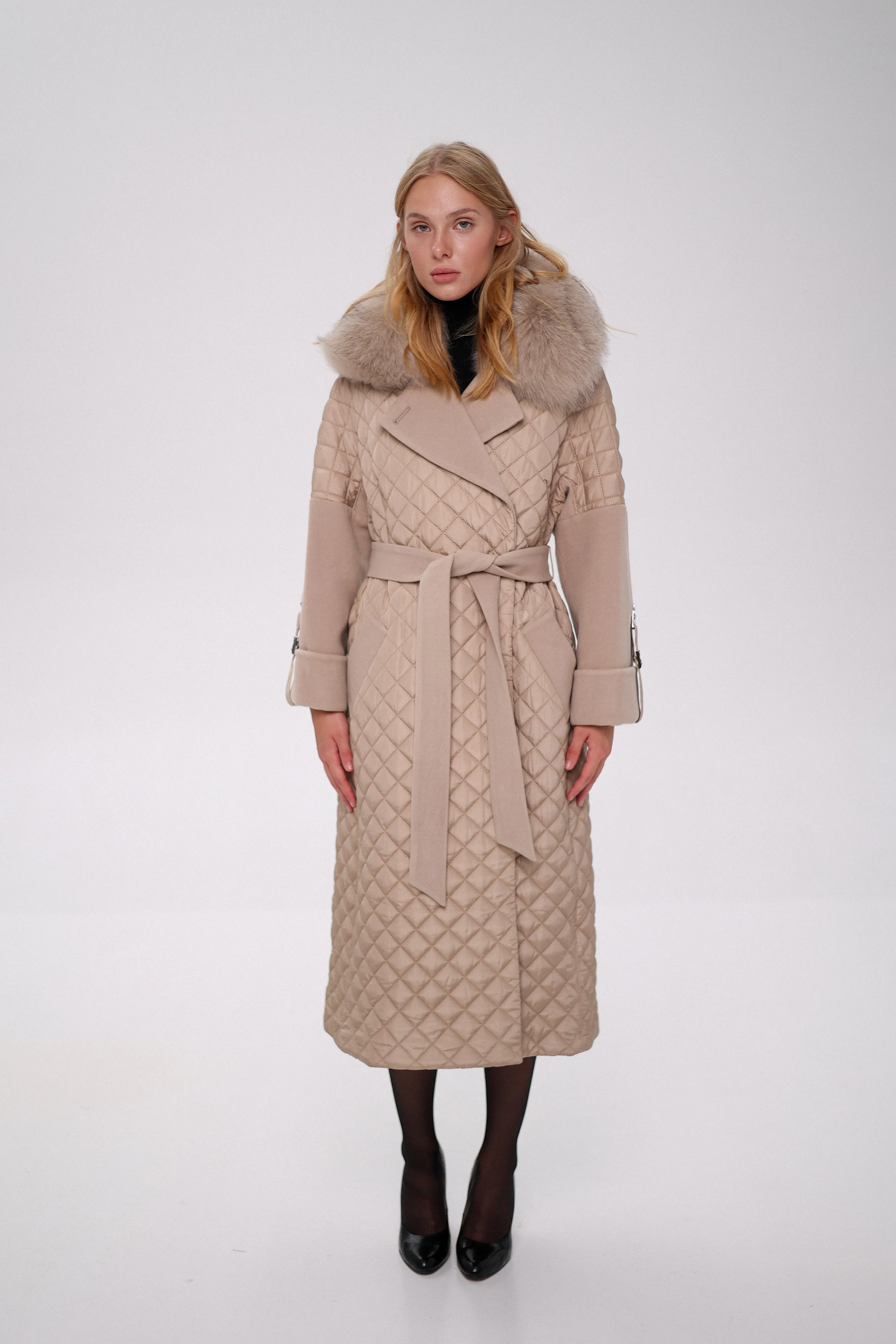 Sienna Genuine Polar Fox Fur Trim Coat