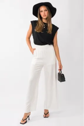 Smocked Waist Wide Leg Pant