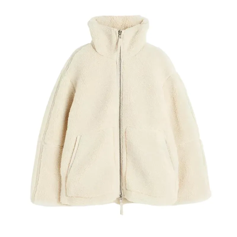 Soft Sherpa Zippered Jacket With Pockets