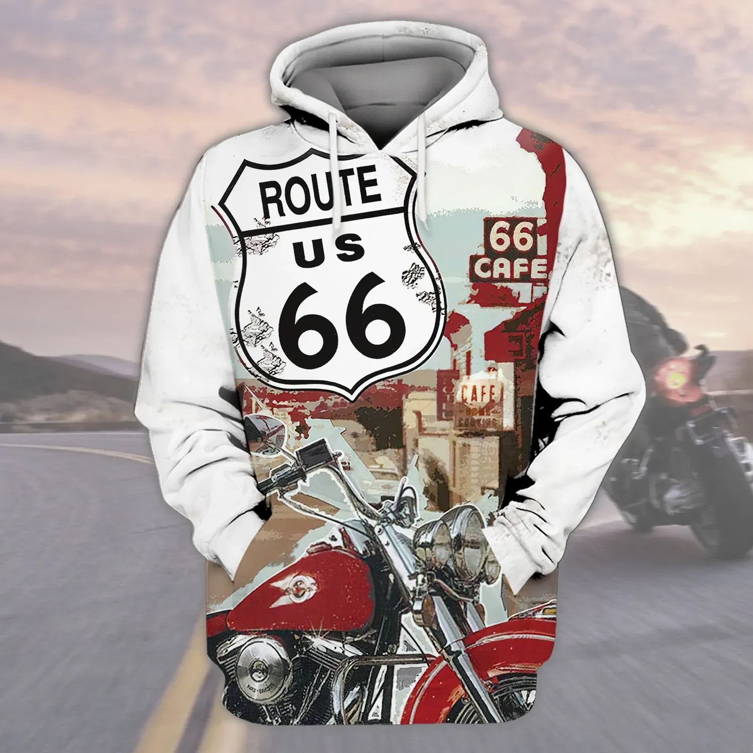 This Biker Conquers Route 66 Cafe 3D T Shirt, Biker Hoodie Bomber, Gift For Biker