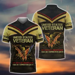 United States Veteran Shirts, 3D All Over Print Veteran Polo Shirt Short Sleeve, Best Gift For A Veteran