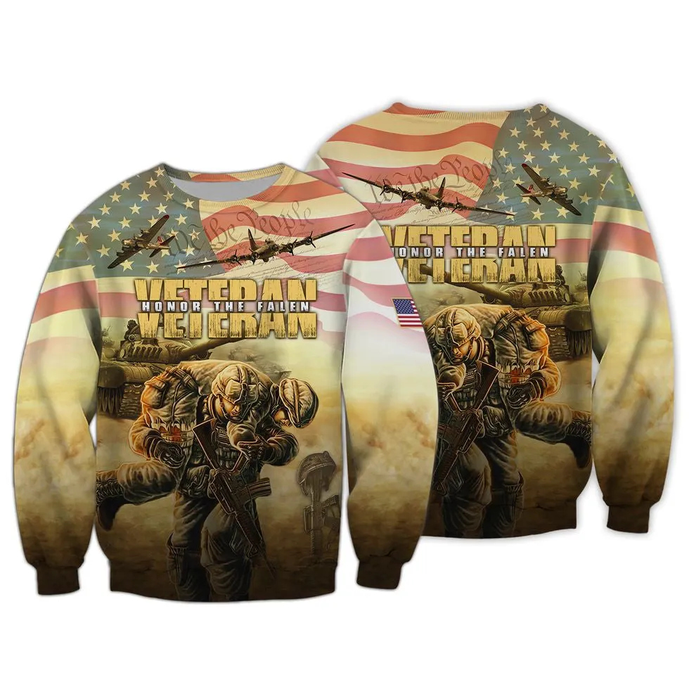 Veteran Honor The Fallen Hawaiian Shirt, Us Veteran 3D All Over Print Hoodie, Present To Veteran