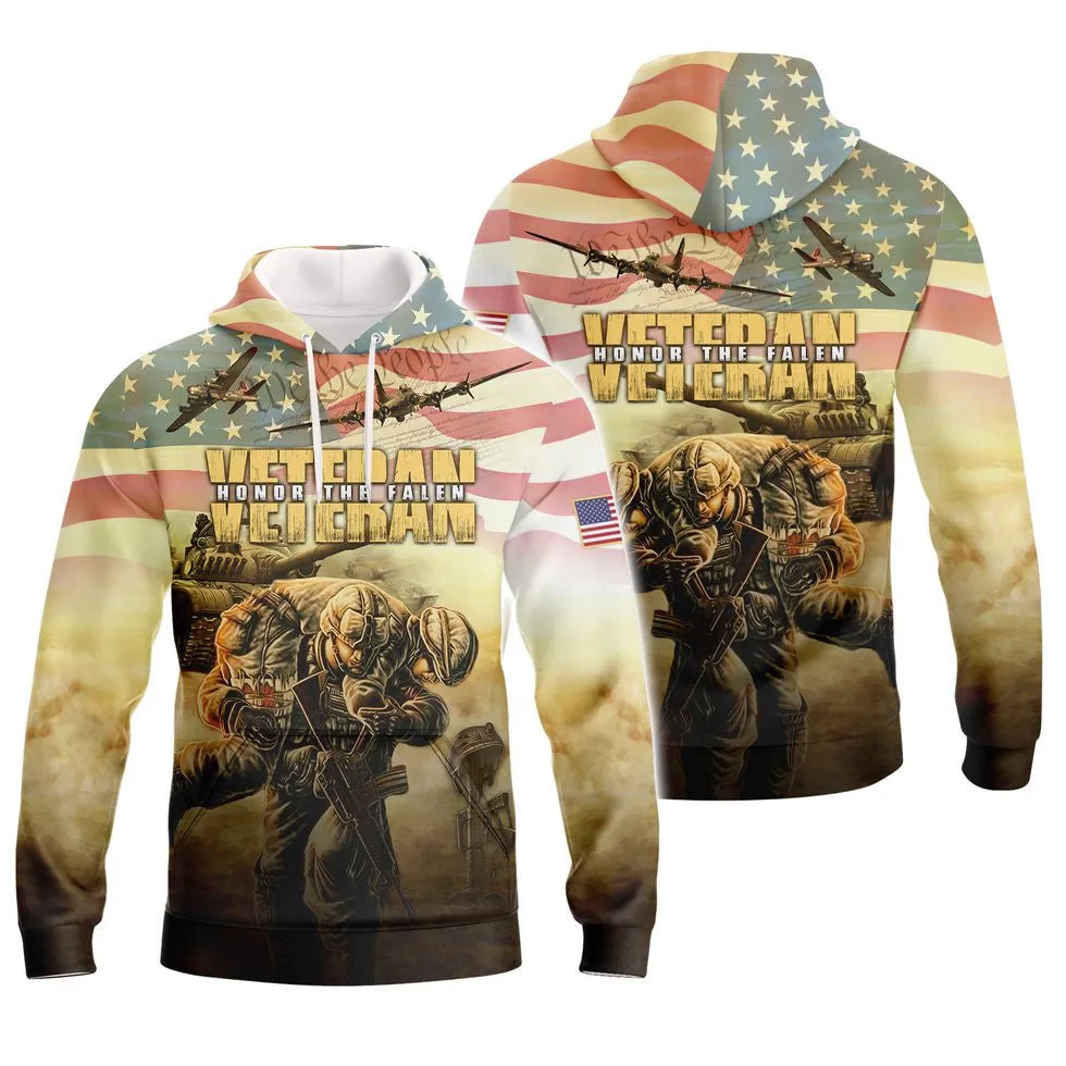 Veteran Honor The Fallen Hawaiian Shirt, Us Veteran 3D All Over Print Hoodie, Present To Veteran