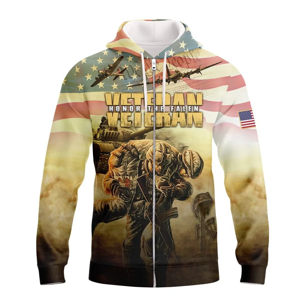 Veteran Honor The Fallen Hawaiian Shirt, Us Veteran 3D All Over Print Hoodie, Present To Veteran