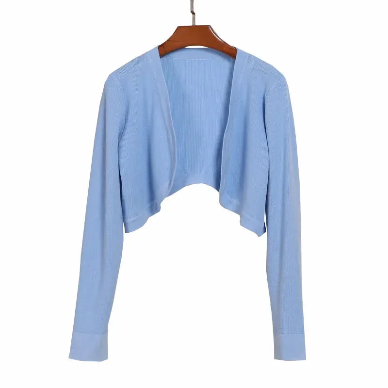 Vintage Y2K Cardigans Crop Tops Long Sleeve Smock Tops Chic Women Knitted Shrug Sweater 90s T Shirt Streetwear  B-067