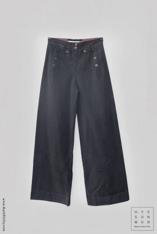 Washed Denim Sailor Pants - Graphite - XS