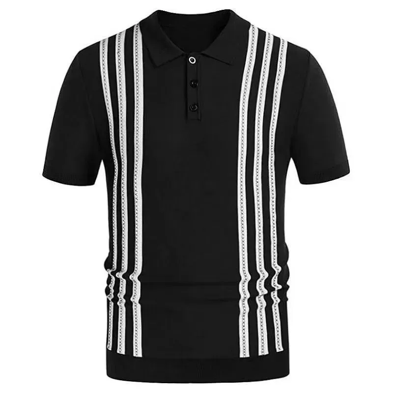 Wiaofellas  -  Spring Autumn Men Polo Shirt Short Sleeve Business Cardigan Shirt High Quality Men Polo Streetwear Casual Splicing Knitting