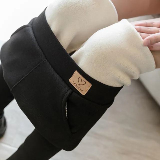 Wjczt High Waist Soft Winter Pocket Leggings for Women Fleece High Waist Thick Pants Velvet Thermal Grey Women&#39;s Warm Leggings