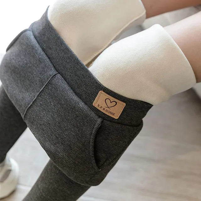 Wjczt High Waist Soft Winter Pocket Leggings for Women Fleece High Waist Thick Pants Velvet Thermal Grey Women&#39;s Warm Leggings