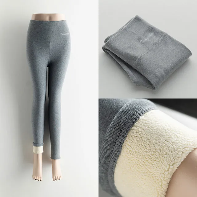 Wjczt Winter Leggings for Women High Waist Velvet Leggings Women&#39;s Wool Thick Warm  Pants Grey Black  Fleece Thermal Leggings