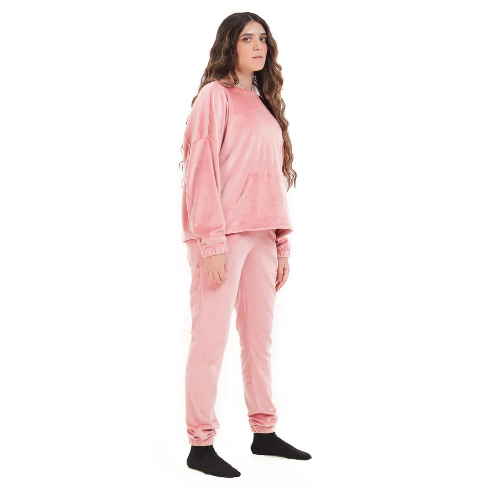 Women Winter Pajama Set Cashmere Sweatshirt   Pants