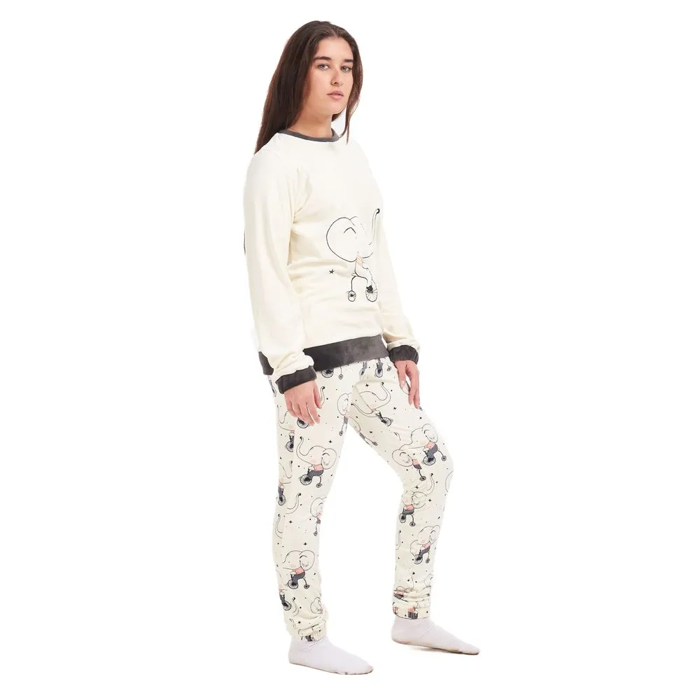 Women Winter Pajama Set Elephant Sweatshirt   Pants