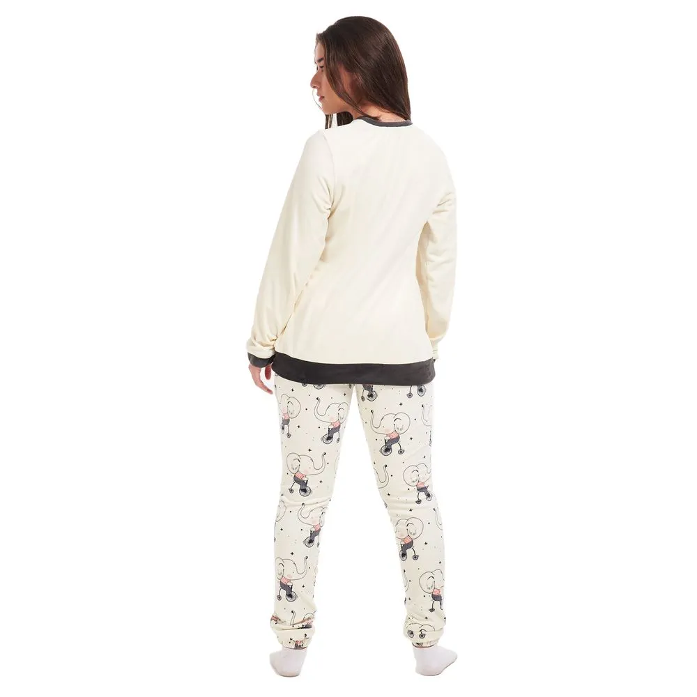 Women Winter Pajama Set Elephant Sweatshirt   Pants