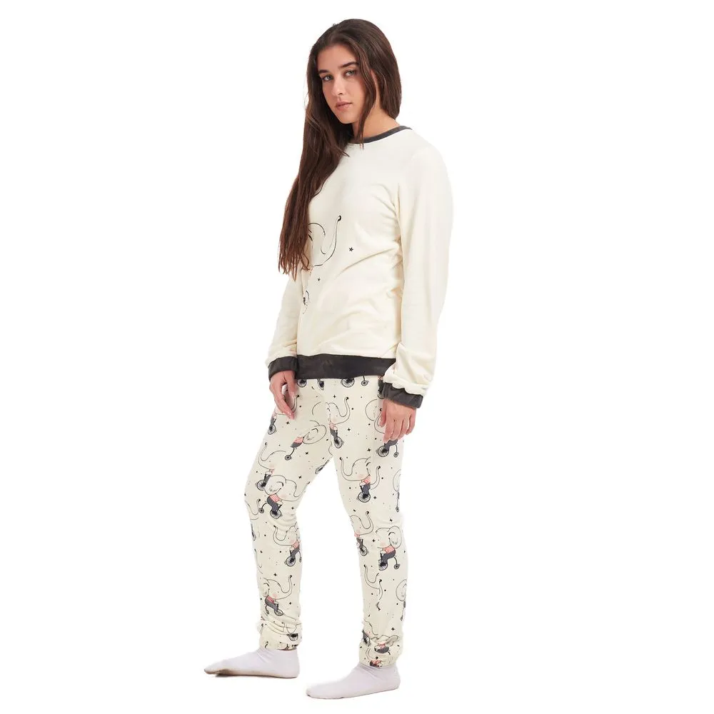 Women Winter Pajama Set Elephant Sweatshirt   Pants