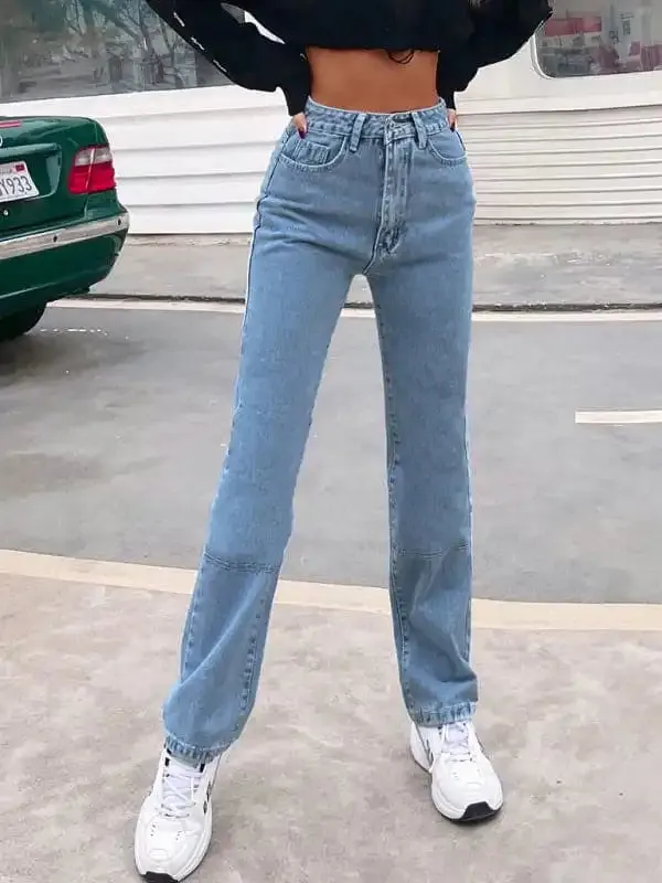 Women’s High Waist Straight-leg Denim Jeans