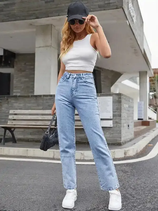 Women’s High Waist Straight-leg Denim Jeans