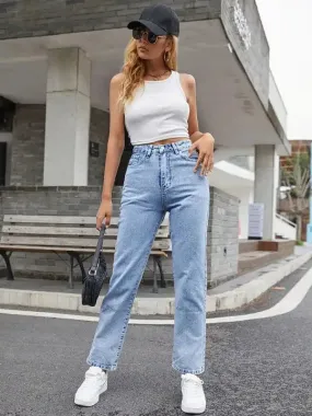 Women’s High Waist Straight-leg Denim Jeans