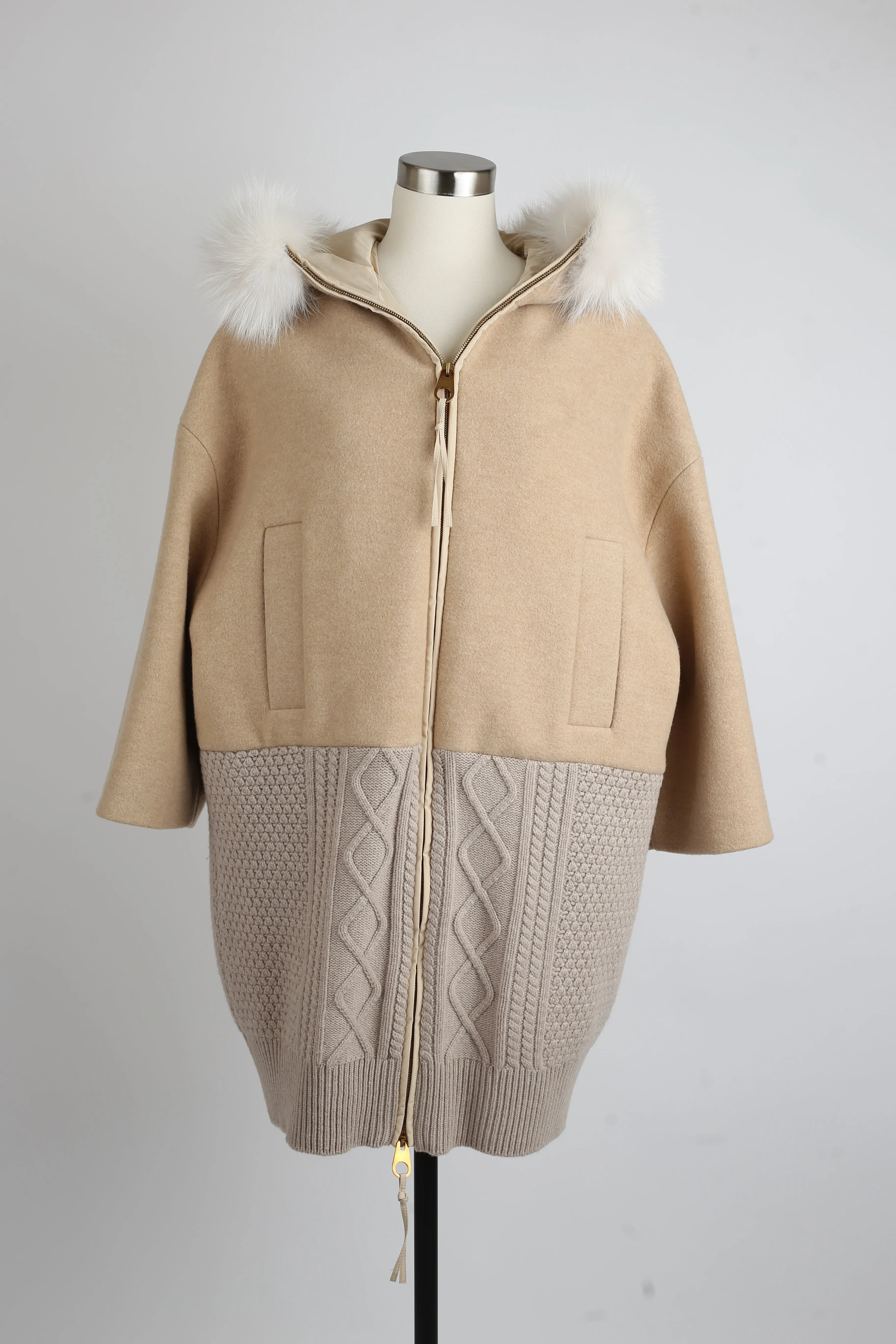 Wool-Cashmere Fur Trim Coat